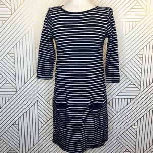 Reiss Gems Stripe Shift Ponti Dress‎ in Navy Blue